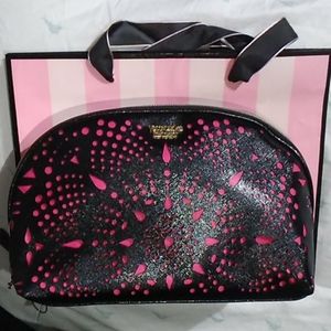 Victoria's Secret laser cut black cosmetic bag